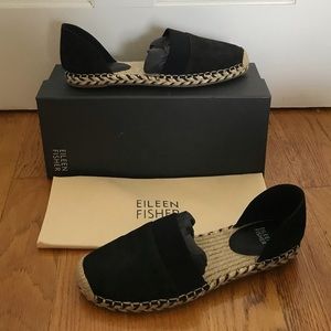 Eileen Fisher Women's Lady Black/Black/White Wrap Nubuck Sandals 8.5 NWT box